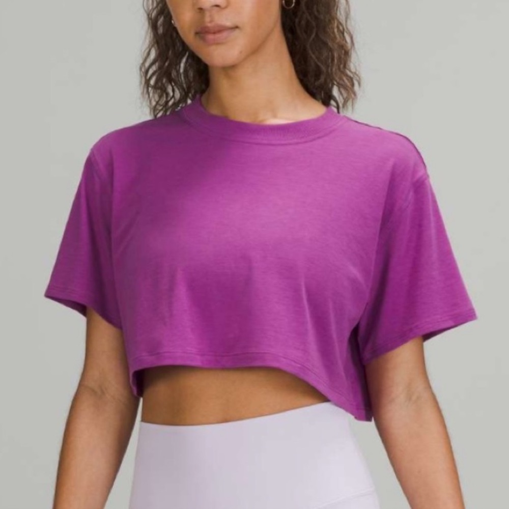 LULULEMON all yours cropped tee vivid plum size 6 (no size tag, but I’m sure).